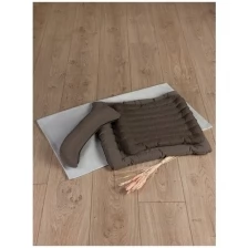 Набор подушек для йоги BIO-TEXTILES сидушки ЭКО + Полумесяц (подушки на стул 40*40 и 50*50, полумесяц) коричневый с лузгой гречихи